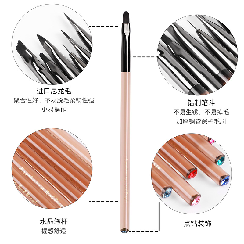 acrylic brown rod nail brush set drawing pen