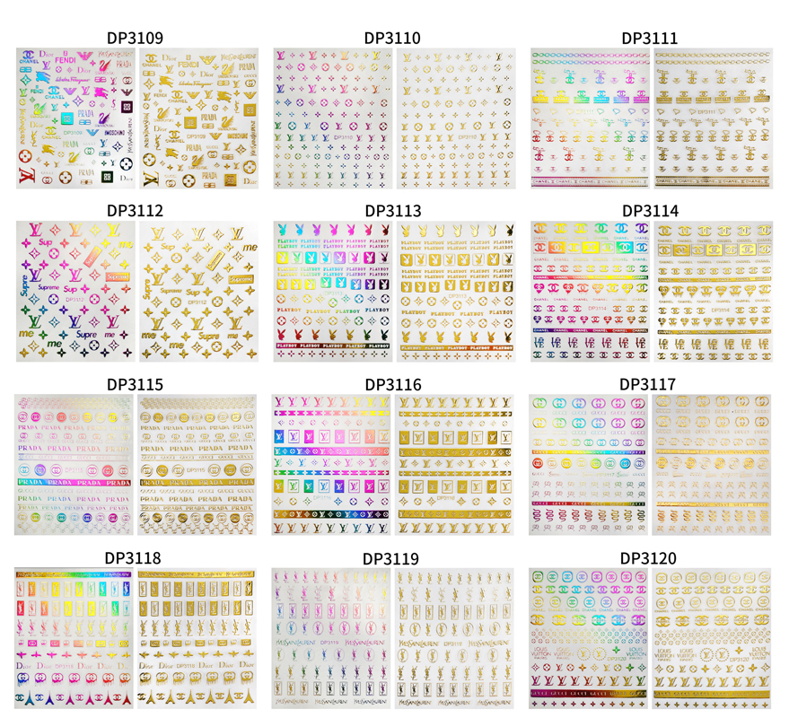 2022 brand logo laser gold nail sticker for nail art