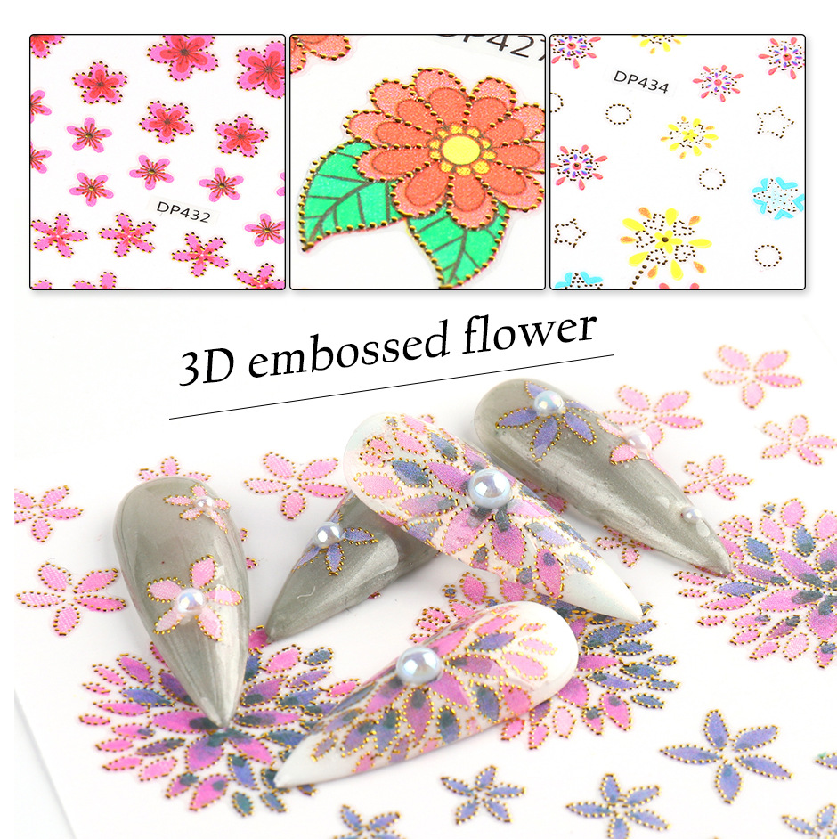 2021 nail art 3d embossed flower stickers