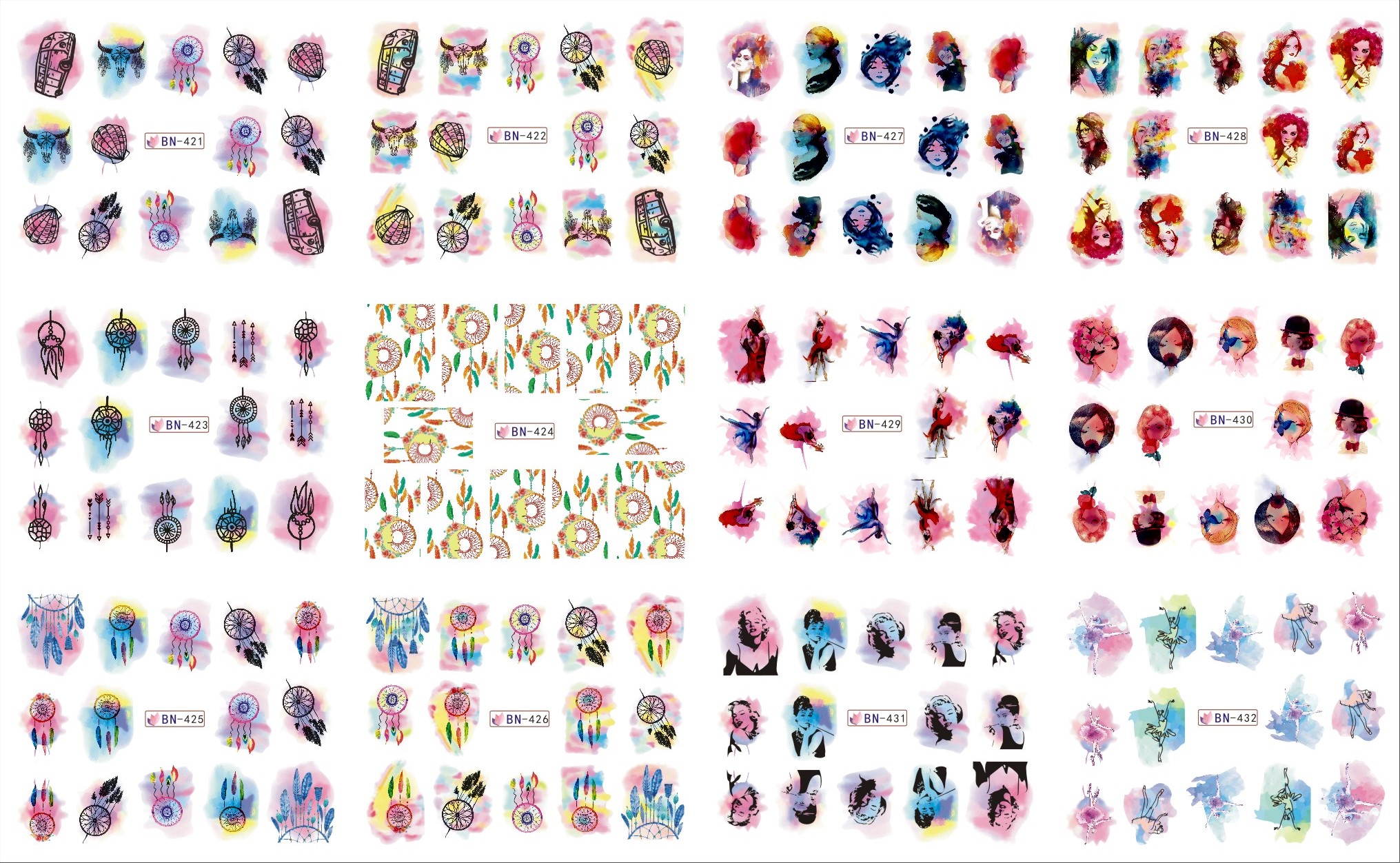 nail art sticker/ water transfer 2d nail art decal/fashion design nail art