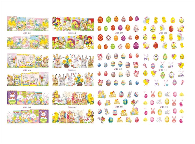 latest arrival charming and attractive cartoon of easter nail sticker of water transfer