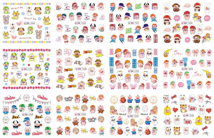 cartoon design 2d nail sticker cartoon for beauty salon