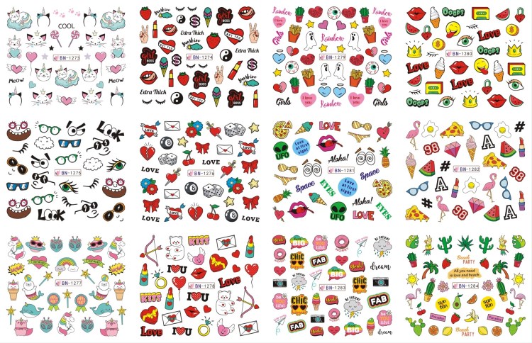 nail art classic watermark stickers cartoon smiley children nail decals