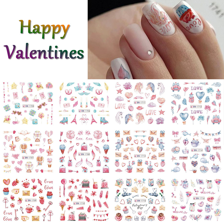 12 design  nail art water transfer decals love word sexy women design valentine manicure tattoos