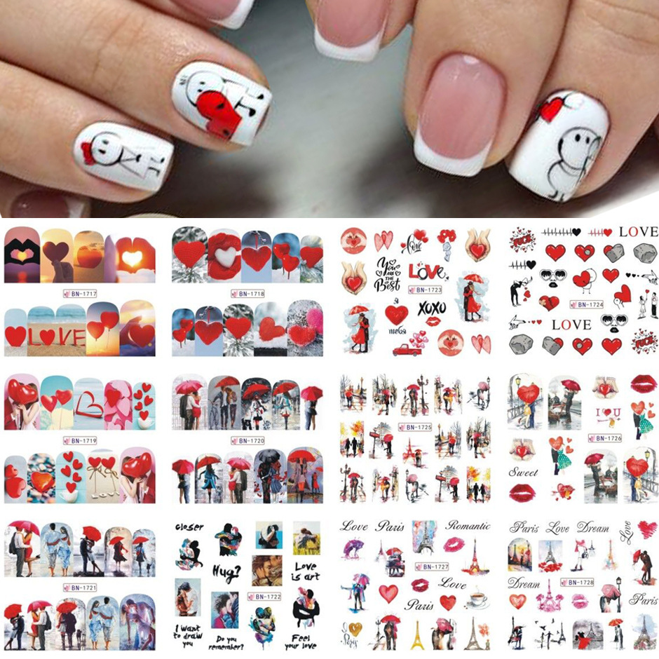 12 design  nail art water transfer decals love word sexy women design valentine manicure tattoos