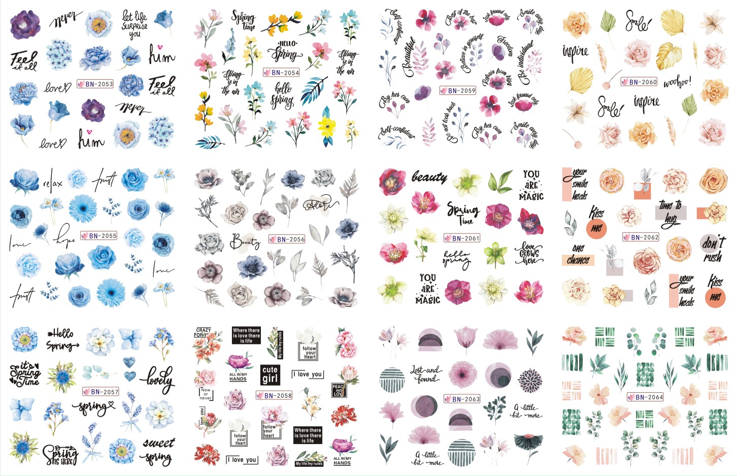 2022 spring mixed design water sticker series nail art sticker & decal