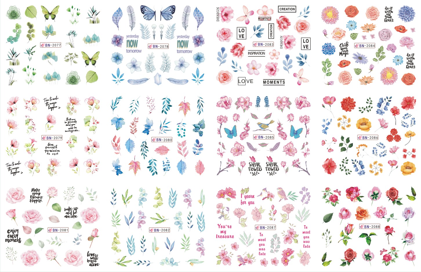 2022 spring mixed design water sticker series nail art sticker & decal