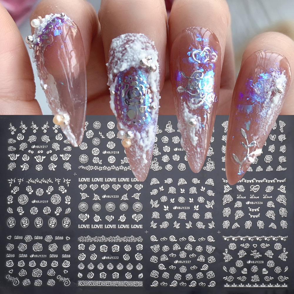 hbjy series rose flower nail sticker