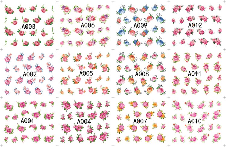 a serise color flower water nail sticker