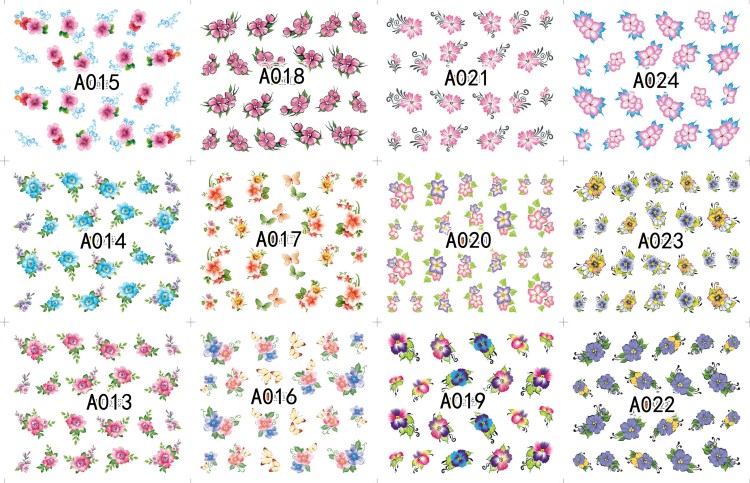 a serise color flower water nail sticker