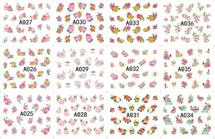 a serise color flower water nail sticker