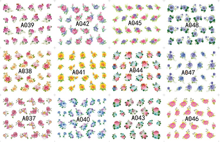 a serise color flower water nail sticker