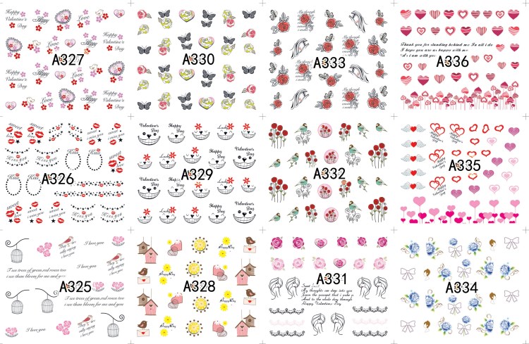 smile,heart nail art decoration water nail sticker diy 3d tip