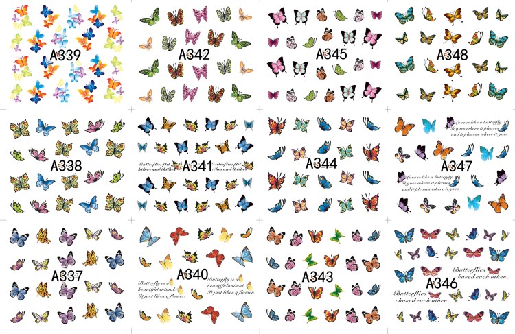 butterfly pattern water nail sticker