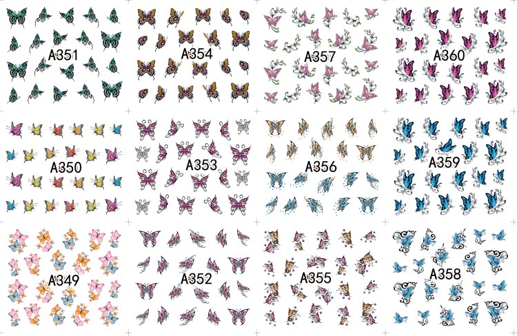 butterfly pattern water nail sticker