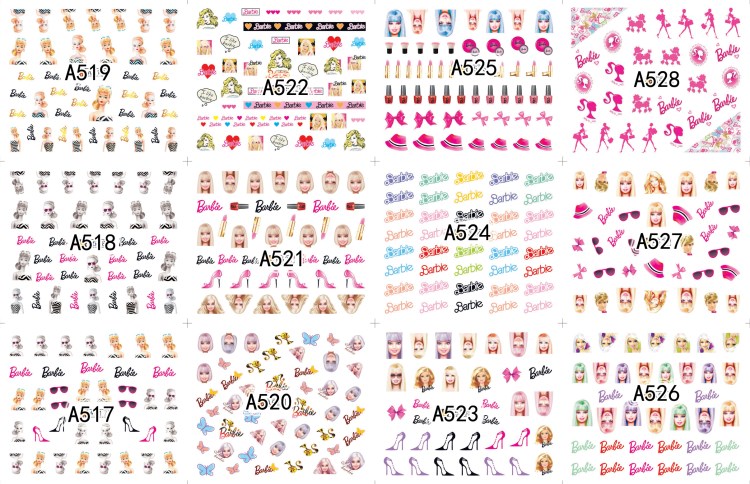 barbie doll series water nail sticker