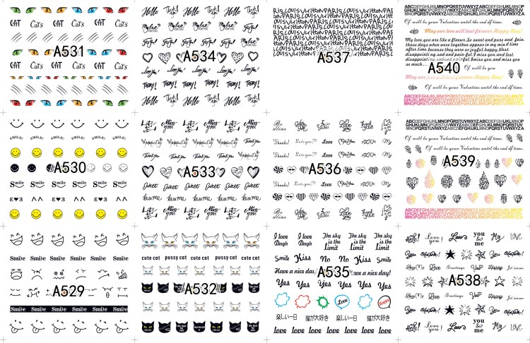 nail art stickers letters design wraps decoration decal diy tips