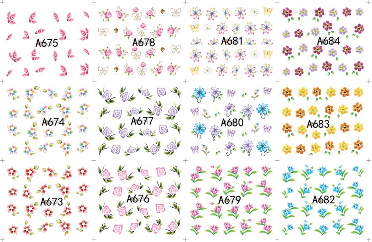 flower styles water nail sticker for easy application diy nail art decoration