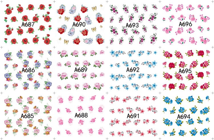 flower styles water nail sticker for easy application diy nail art decoration