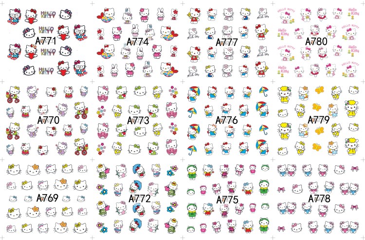 cute hello kitty pattern water nails transfer decal stickers