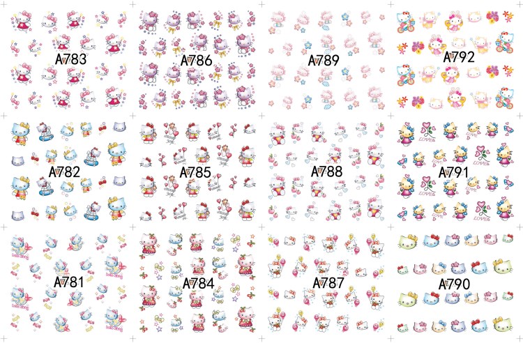 cute hello kitty pattern water nails transfer decal stickers