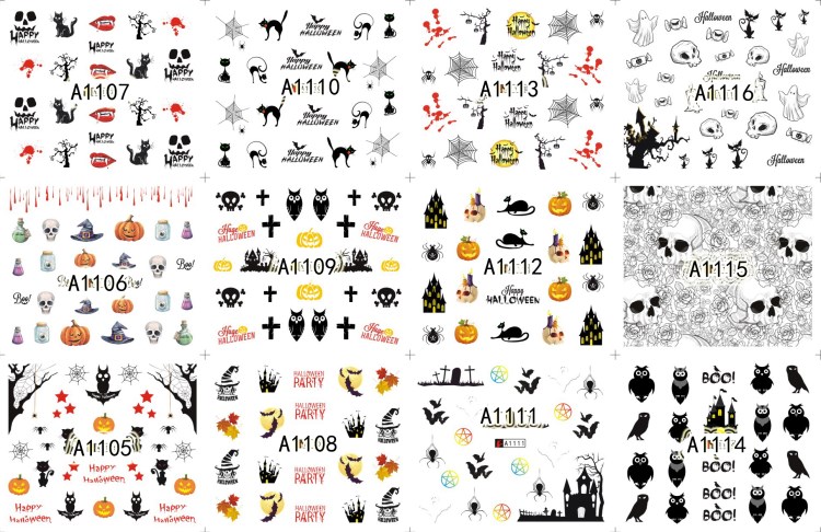 halloween nail tattoos sticker /nail art water decal