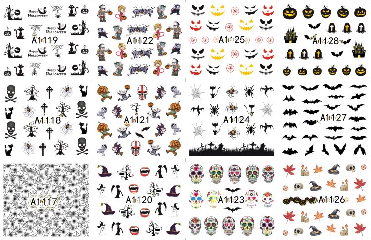 halloween nail tattoos sticker /nail art water decal