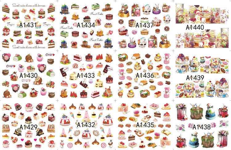 ice cream cake nail art water sticker for nail decorations