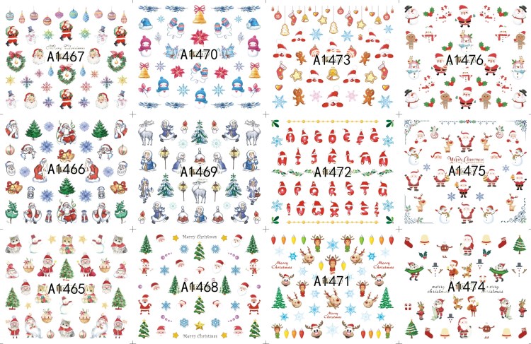 new design merry christmas nail decoration halloween water nail sticker decals