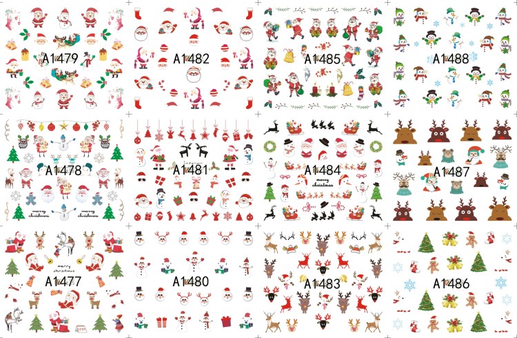 new design merry christmas nail decoration halloween water nail sticker decals