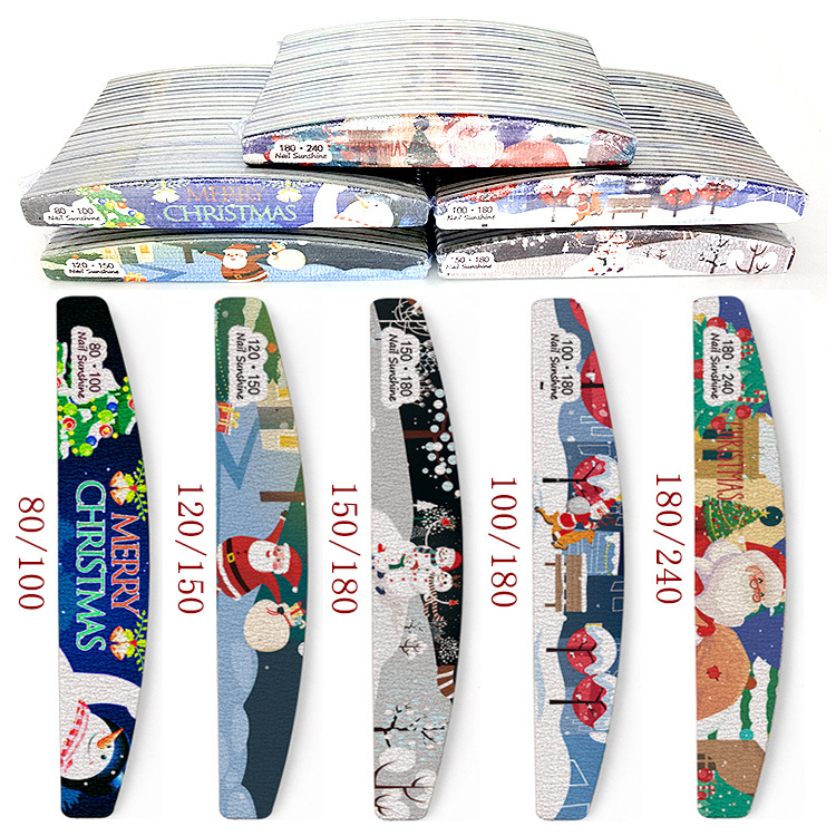 christmas theme printing nail file washable double-sided polishing file