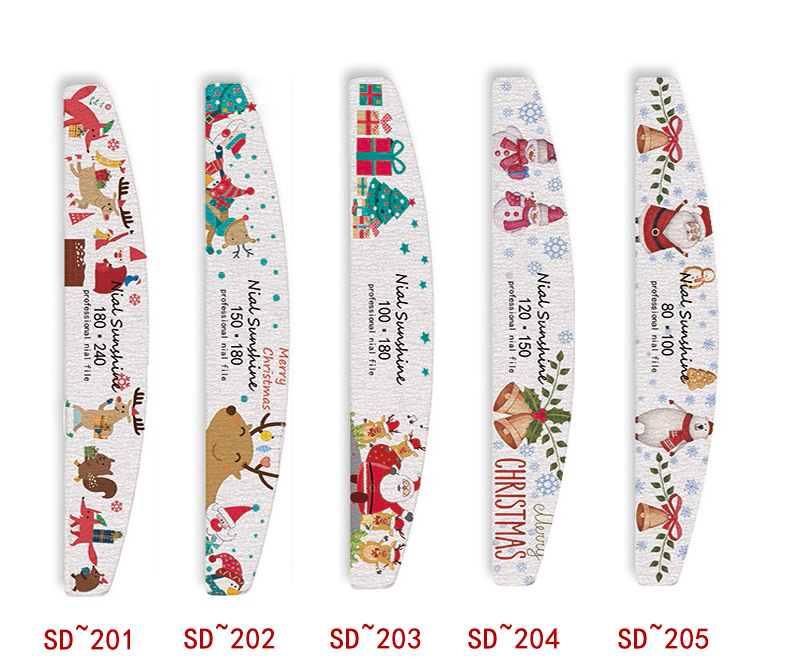 christmas theme printing nail file washable double-sided polishing file