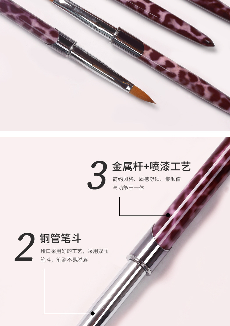 nail art leopard crystal pen metal pen with cover crystal engraving brush