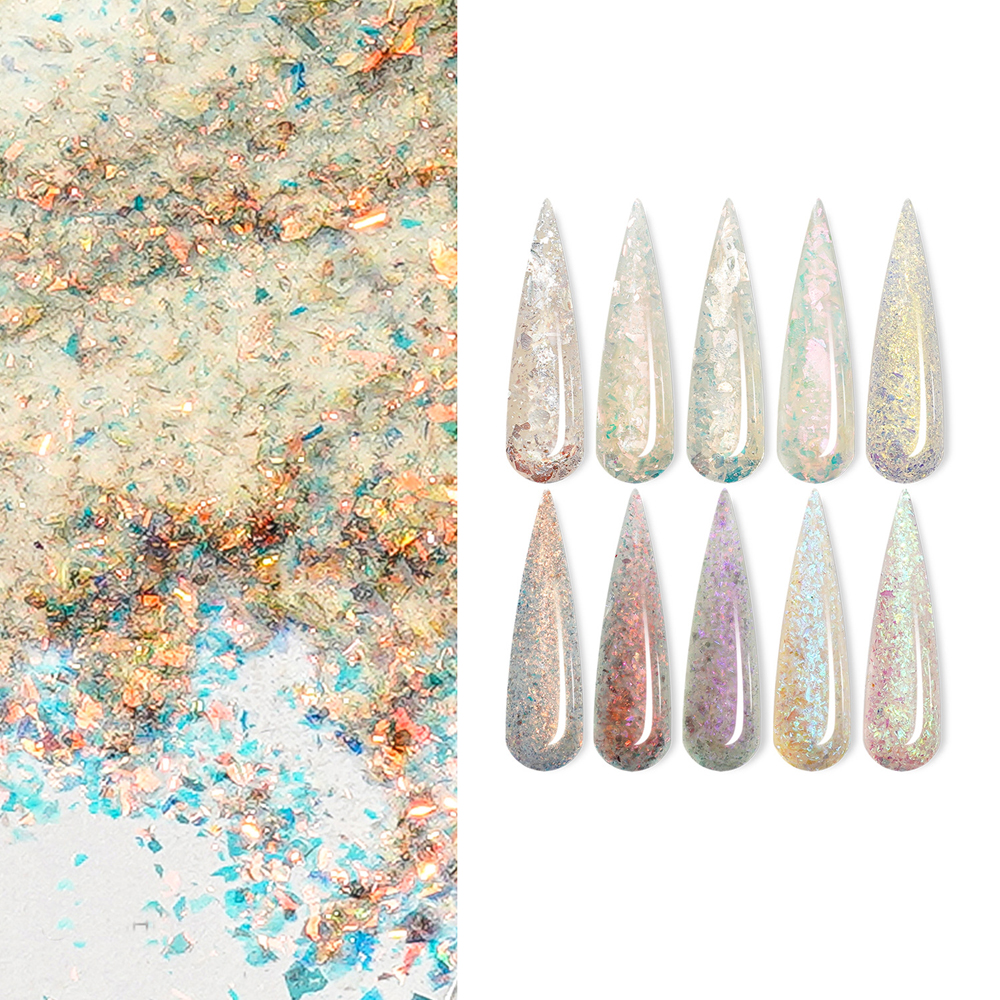 2022 new transparent color sequin crystal dipping powder nail glitter powder