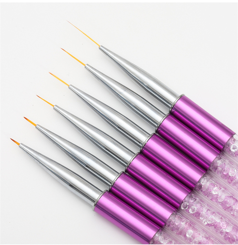 6pcs purple diamond nail art brush set