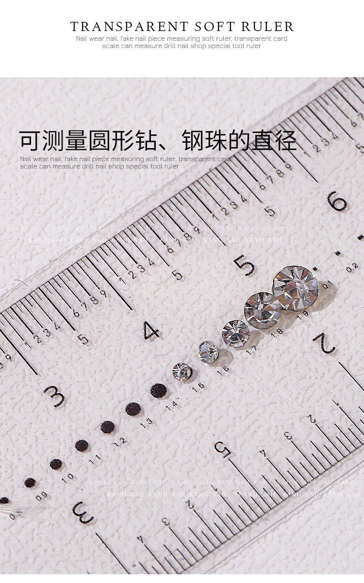 nail art transparent soft ruler measuring ruler nail art diamond zircon nail size measuring tool