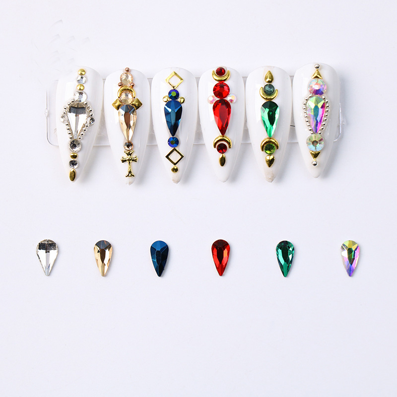 love bow knot drop-shaped drill colorful resin ab color aurora nail rhinestone