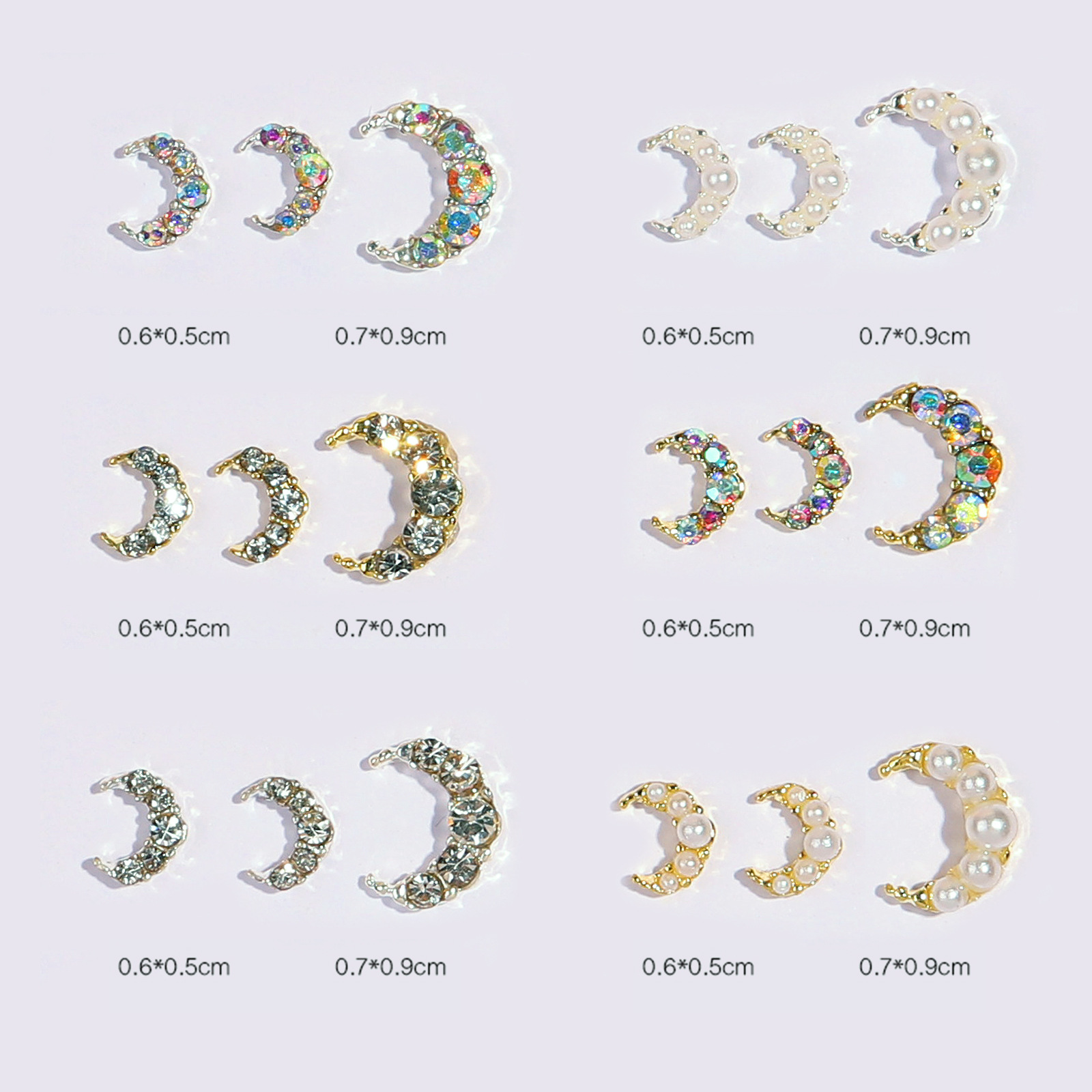 nail accessories  diamond pearl moon luxury metal alloy nail diamond