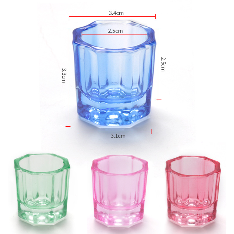 nail small octagonal crystal cup glass nail washing cup liquid cup