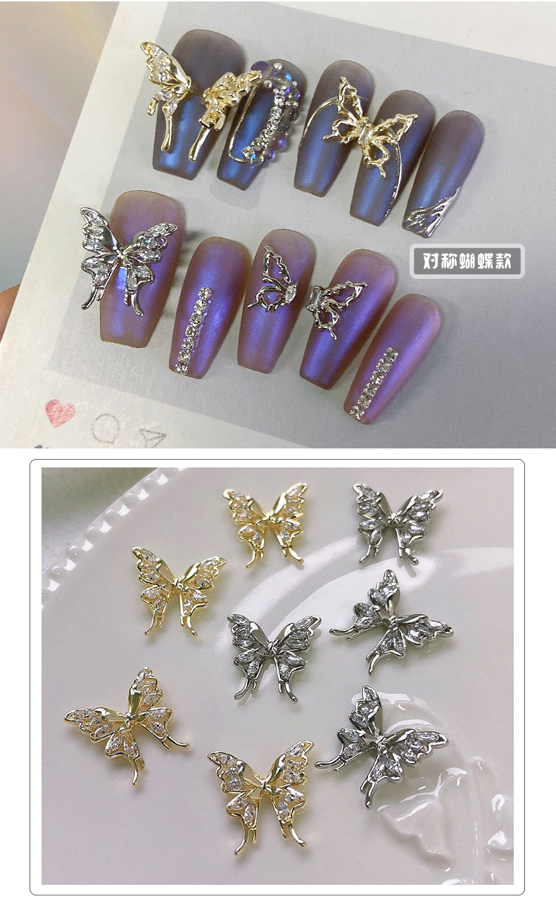 nail butterfly zircon jewelry metal splice wing stereoscopic nail accessories