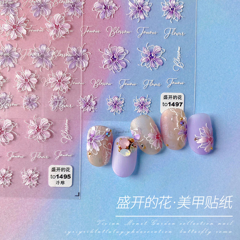 5d manicure japanese style sticker tulip incense camellia relief