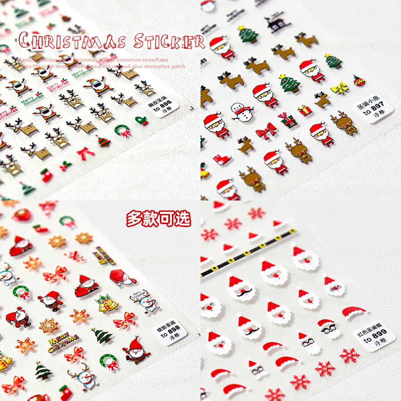 5d snowflake manicure sticker christmas snowman autumn and winter popular