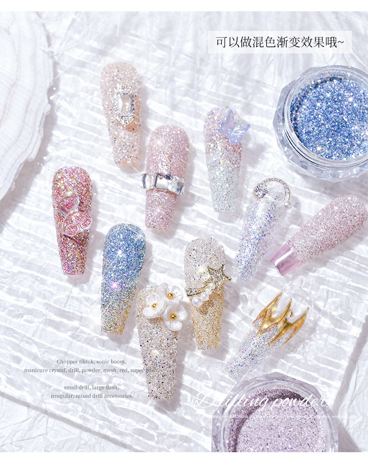 nail crystal broken diamond powder explosion flash mixed micro diamond crystal nail sequins