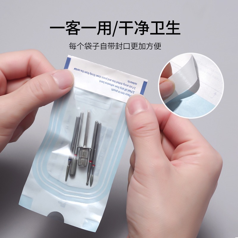 disposable disinfection self sealing bag for nail tools, polishing head, sandfile,steel pusher