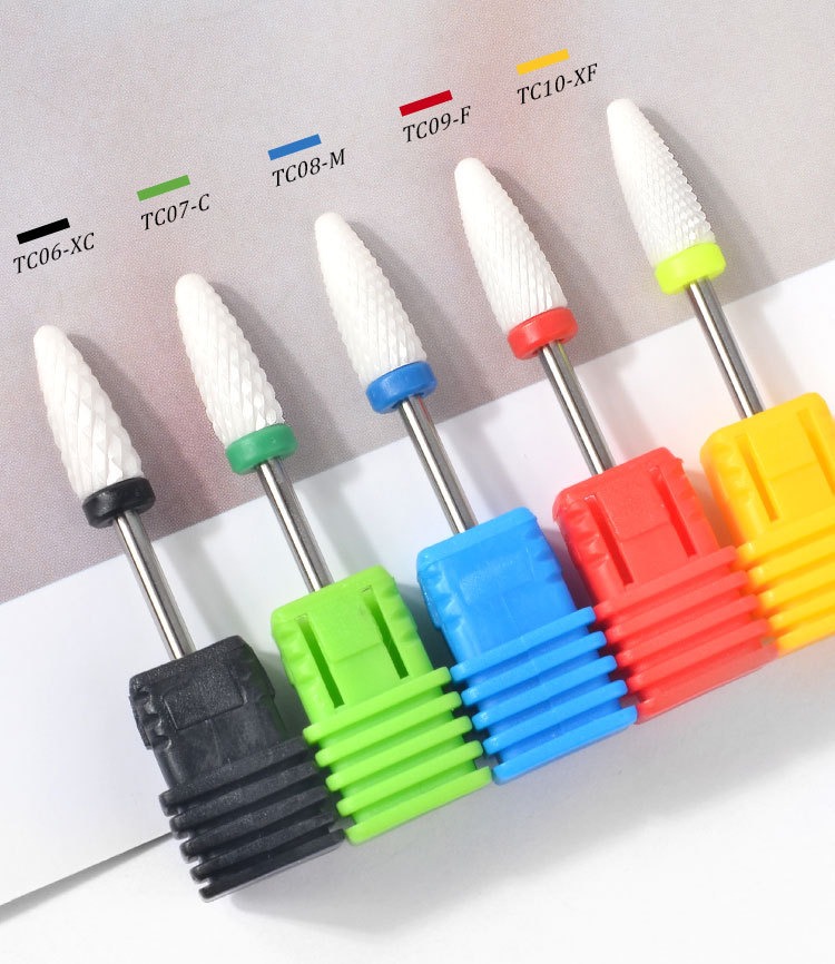 nail ceramic polishing head high quality single branch bullet electric nail drill bit