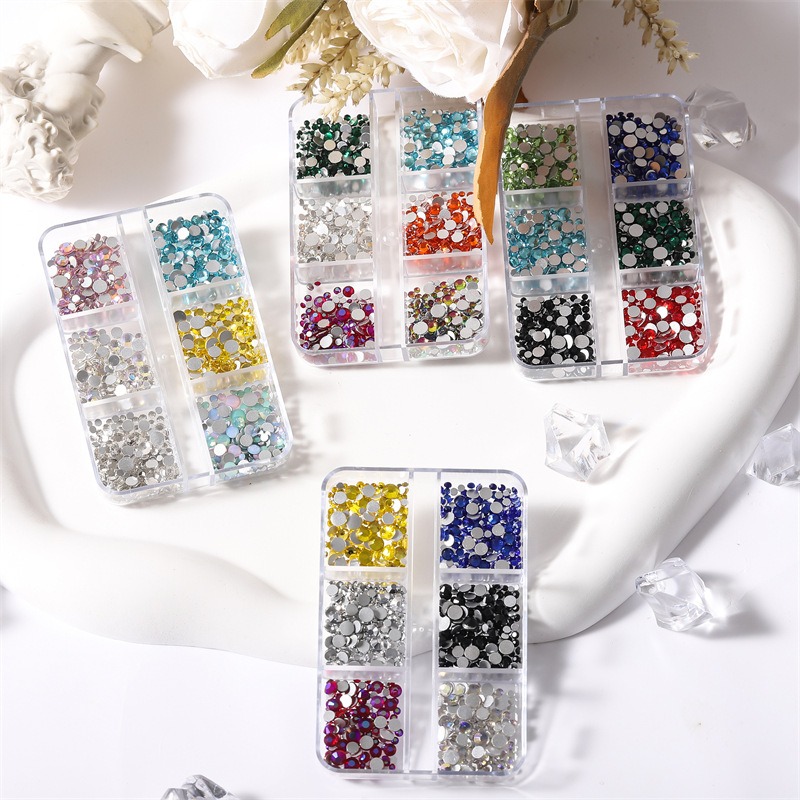 6-grid mixed size nail flat bottom diamond jewelry