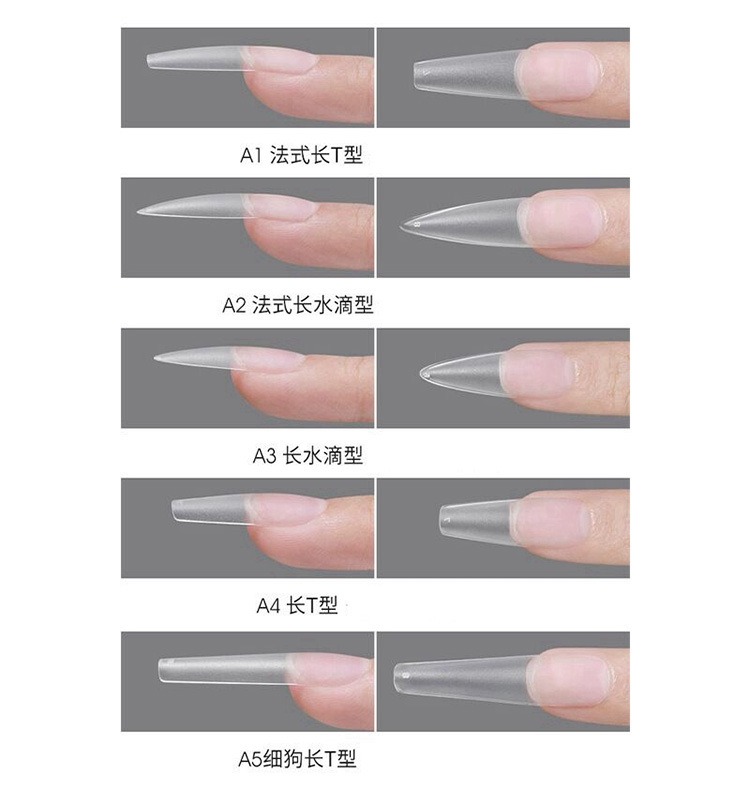 2023 ultra thin, scratch free, short trapezoidal nail tips for extending and shaping wearing