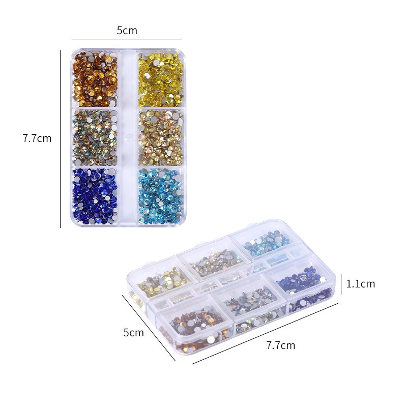 6 grid water diamond irregular diamond nail super sparkling glass diamond