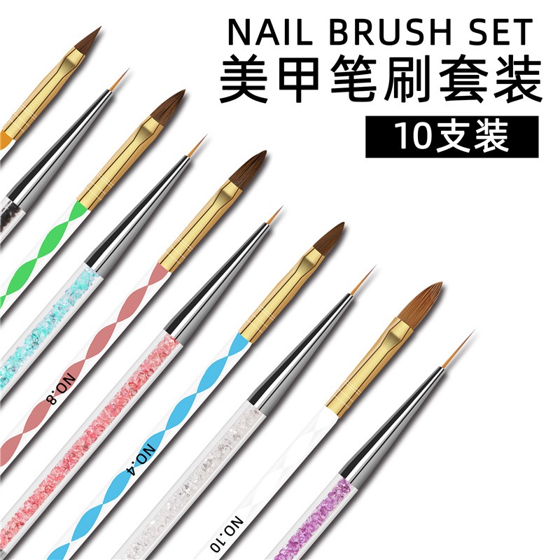 5pcsnail art line pen crystal pen combination set nail brush set