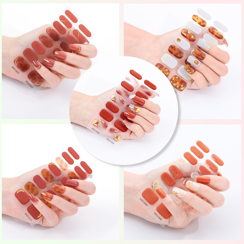 gel nail care sticker 3d gilding semi curing uv nail care sticker